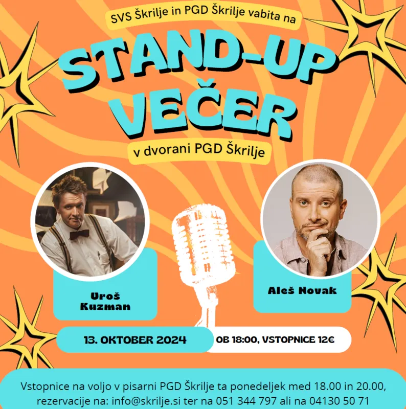 STAND UP KOMEDIJA Z UROŠEM KUZMANOM V ŠKRILJAH v NEDELJO, 13. OKTOBRA 2024, ob 18h